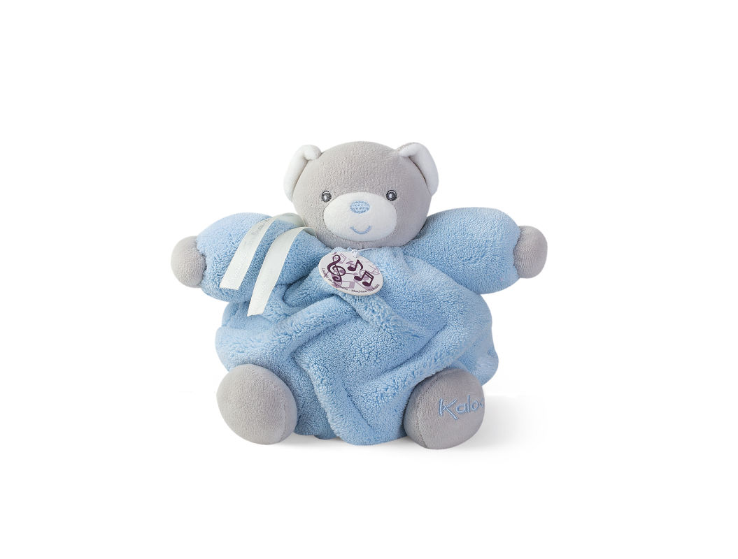  - plume - musical box plush bear blue grey 18 cm 
